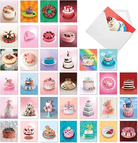 The Best Card Company - Juego de 36 tarjetas de notas en blanco surtidas de 4 x 5.12 pulgadas con sobres (36 diseños, 1 cada uno) Paquete variado de