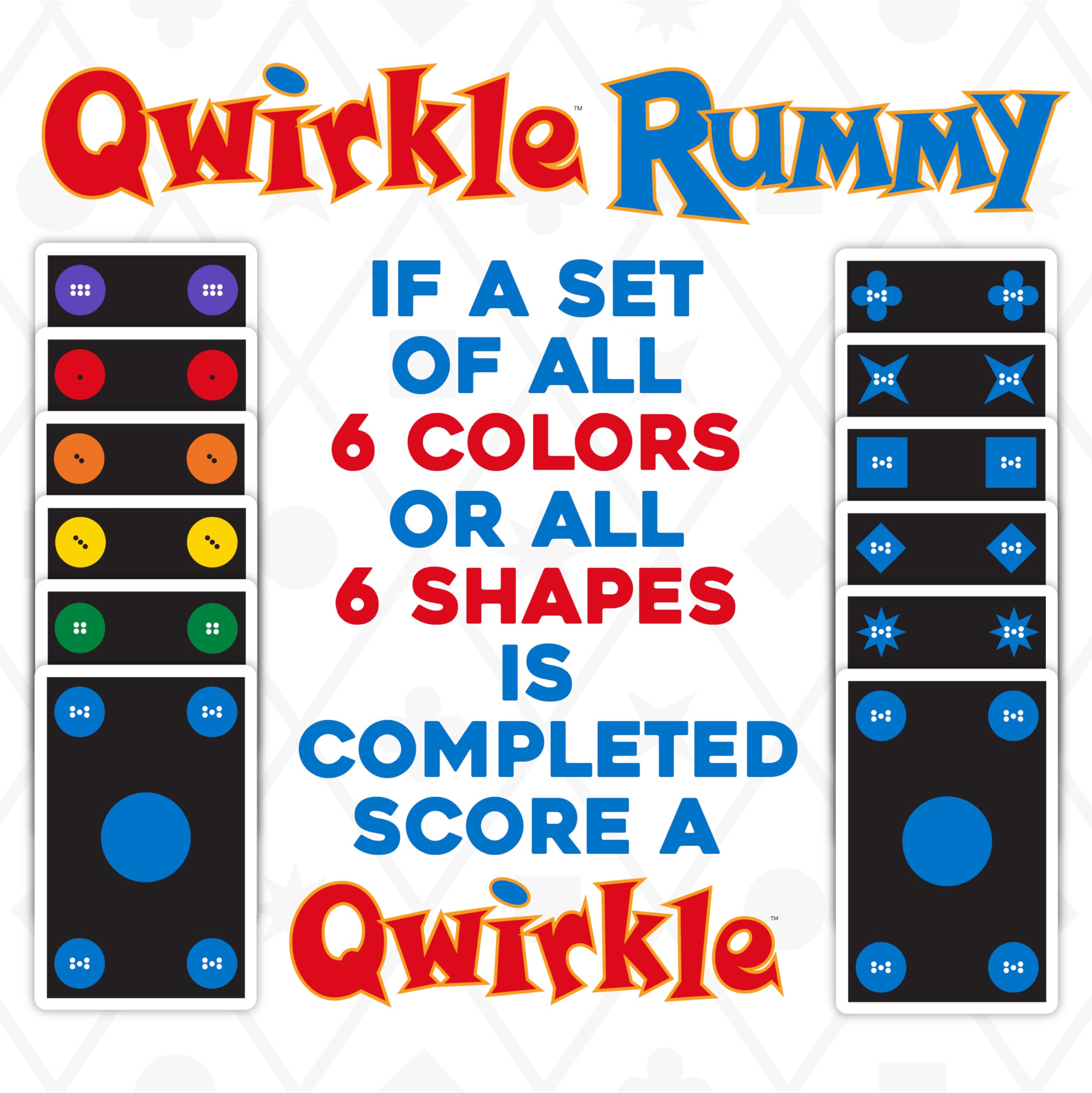 Mindware Qwirkle Rummy (Color-Blind-Friendly) - Jeu de cartes familial - À partir de 8 ans - 2 à 4 joueurs - Temps de jeu de 20 minutes