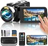 Videocámara 4K, Cámara de Video Digital de 48MP para YouTube, con Pantalla Táctil de 3'' Rotación de 270 Grados, Grabadora de Vlogs con Zoom 18X, Control Remoto y Dos Baterías 1