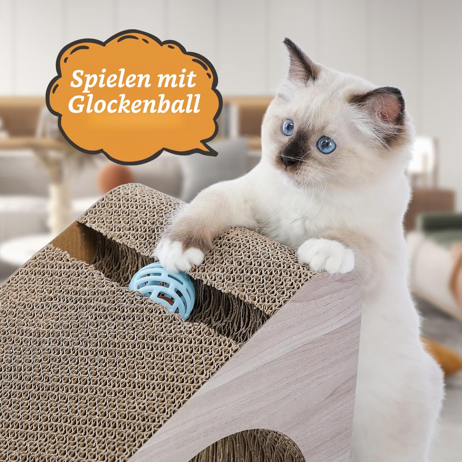 PAWZ Road Kratzpads für Grosse Katzen - 31 * 19 * 71 cm - Kratzmöbel aus Qualitäts-Pappe, Kratzbrett zur Krallenpflege, Katzenzubehör zum Spielen, Schlafen & Kratzen