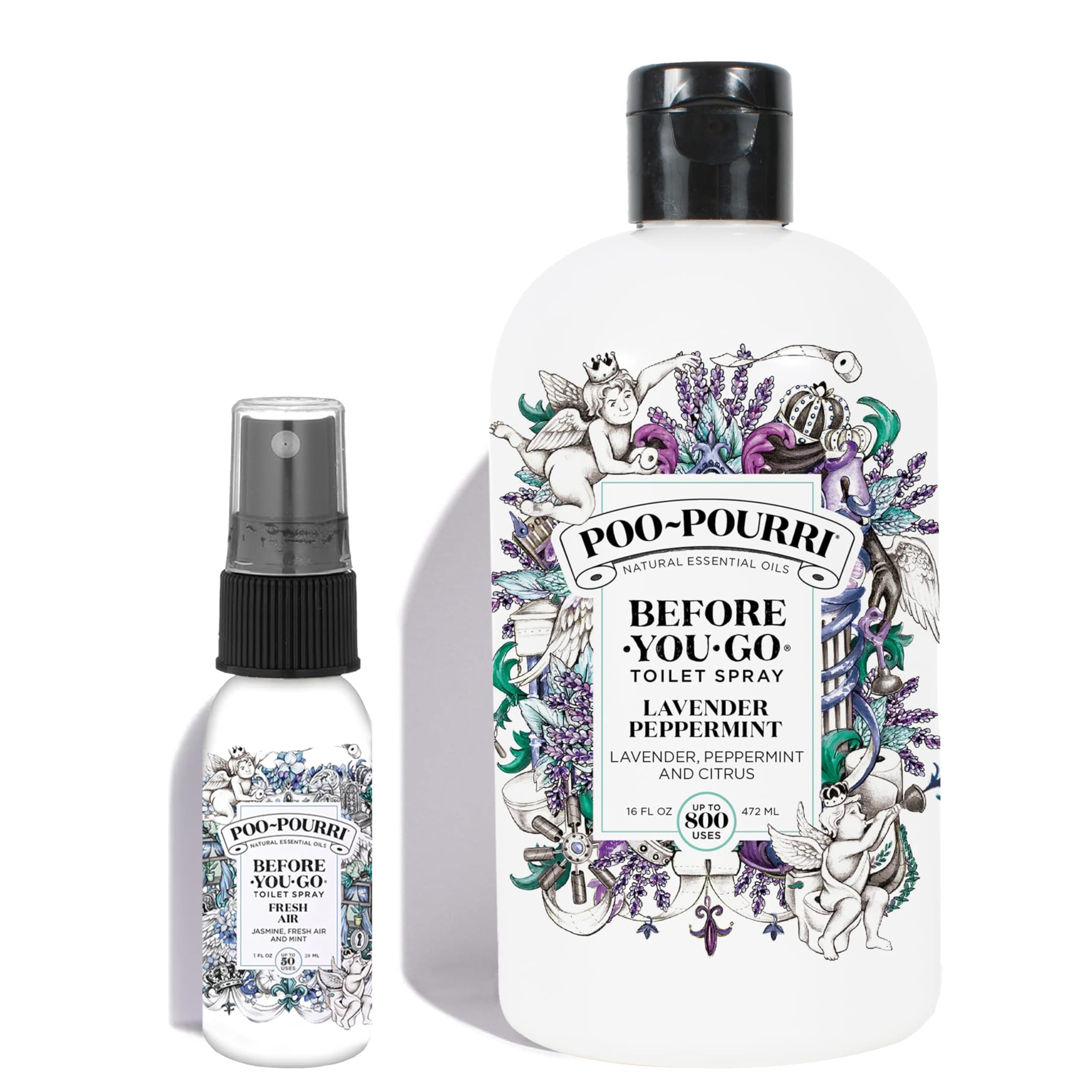 Poo-PourriLavender Peppermint 16 Ounce Refill Bottle and Fresh Air 1 Ounce Before You Go Toilet Spray