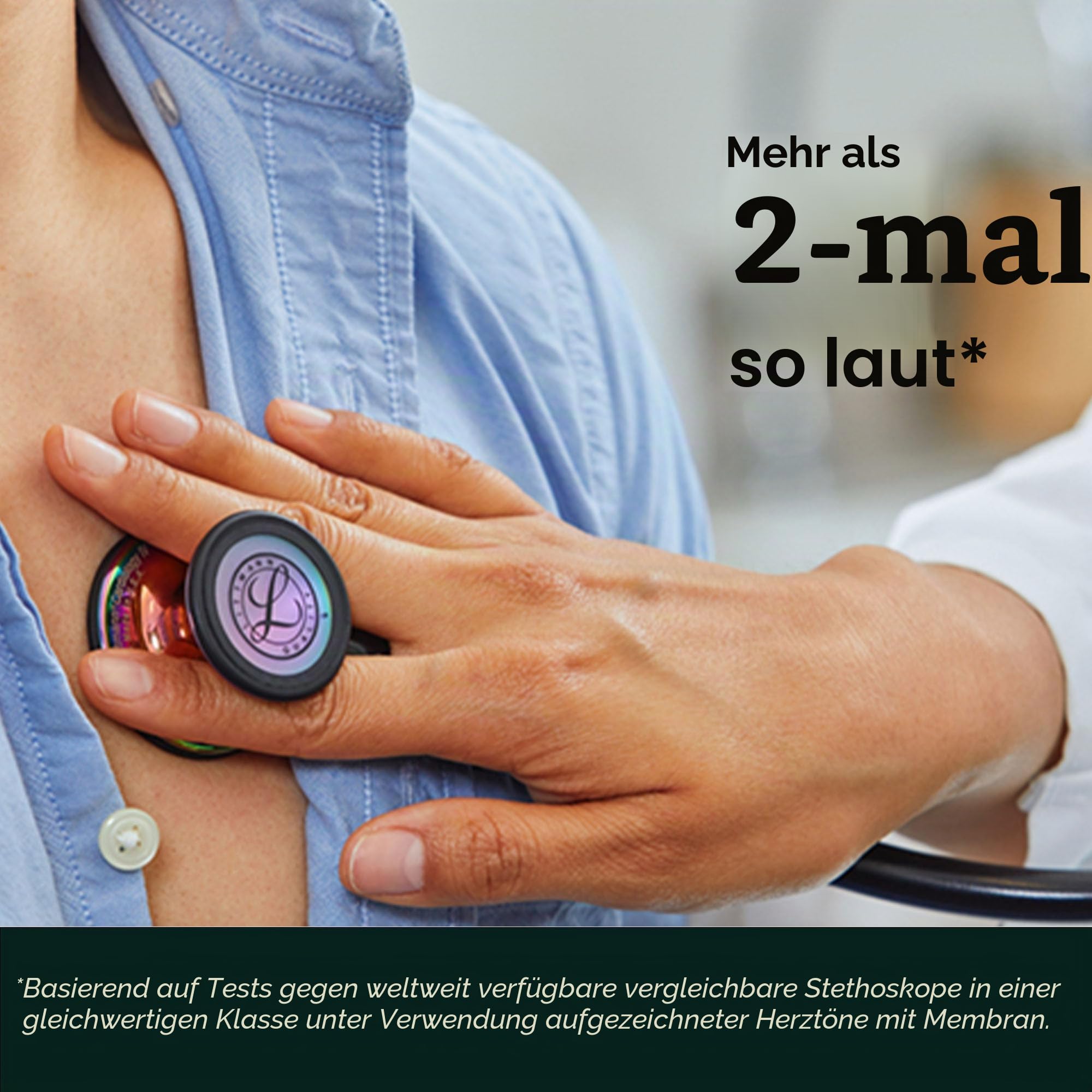 Littmann Cardiology IV Stethoskop, 6155, Schlauch Dunkelgrün | Edelstahl-Bruststück. Für Ärzte und Medizinstudenten