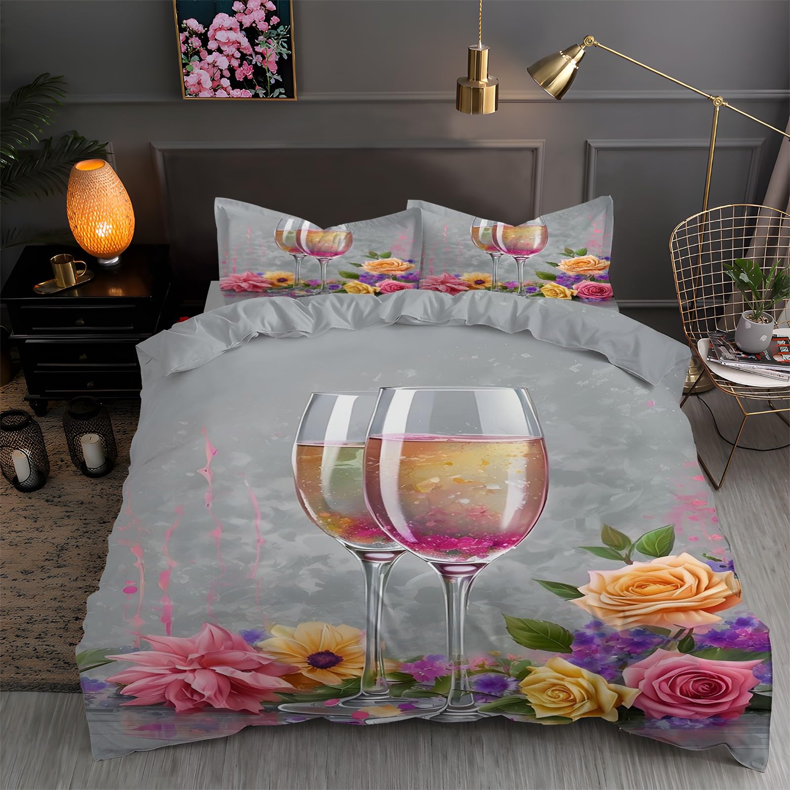 Housse de couette 200x200 cm confortable avec fermeture éclair cachée 2 taies