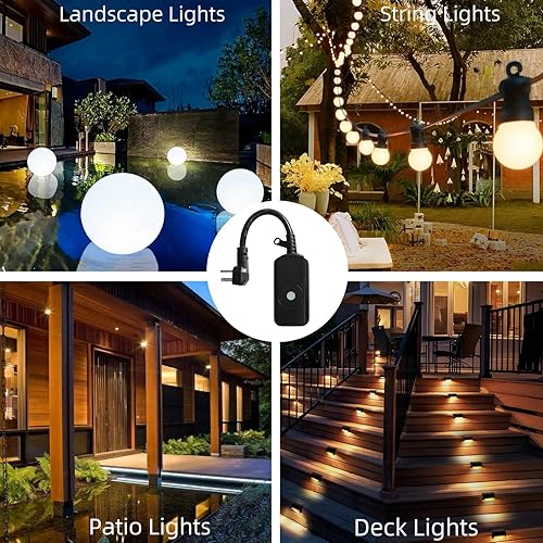 Miniatura 7 de Toma de corriente WiFi inteligente para exteriores de 5 GHz y 2.4 GHz, IP44, 15 amperios, una toma de tierra, control remoto inalámbrico, funciona