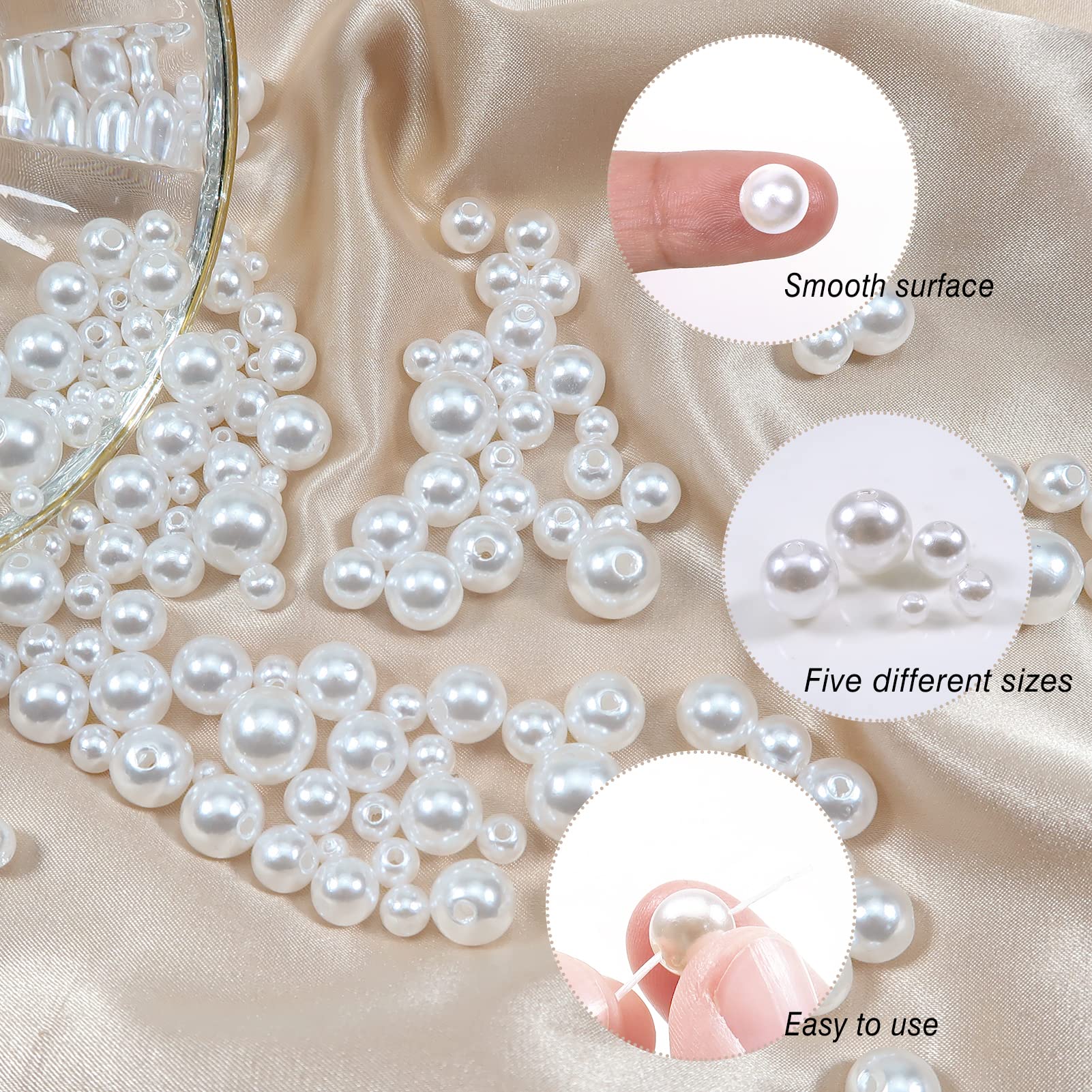 Cuentas De Nieve De Perlas Acrílicas Blancas De 14mm, Cuentas De