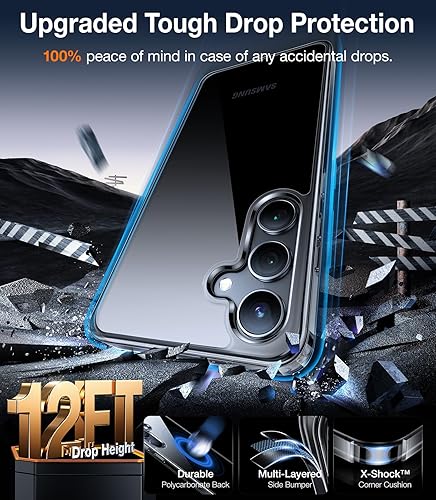 Miniatura 15 de TORRAS Funda a prueba de golpes para Samsung Galaxy S24 de 6.2 pulgadas, 12 pies de grado militar, probada contra caídas, parte trasera dura mate