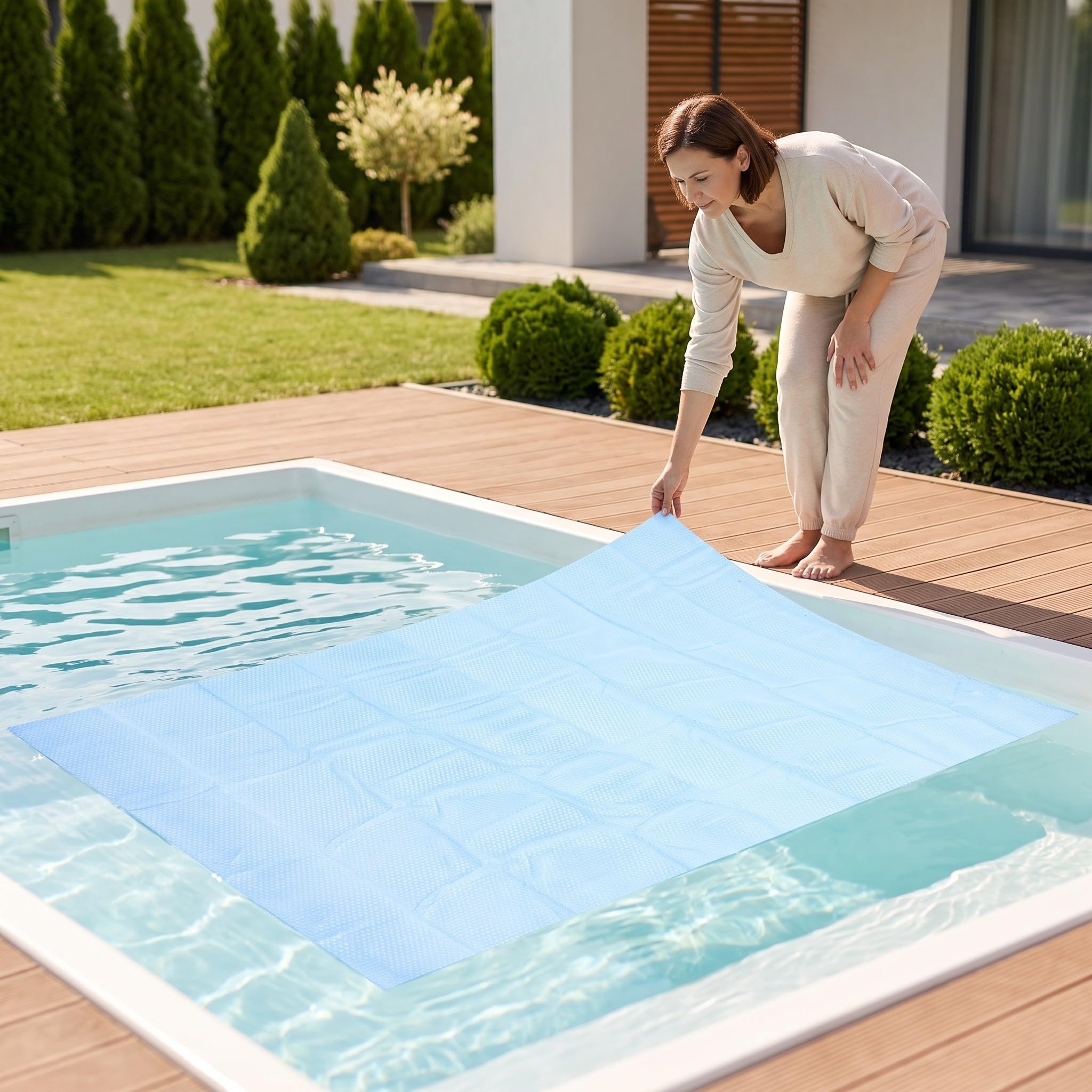 Zerodeko 2 pezzi Telo di copertura solare per piscina, coperta termica a