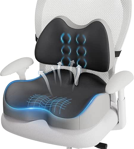 Benazcap X Large Memory Foam Seat Cushion Lumbar Support Pillow