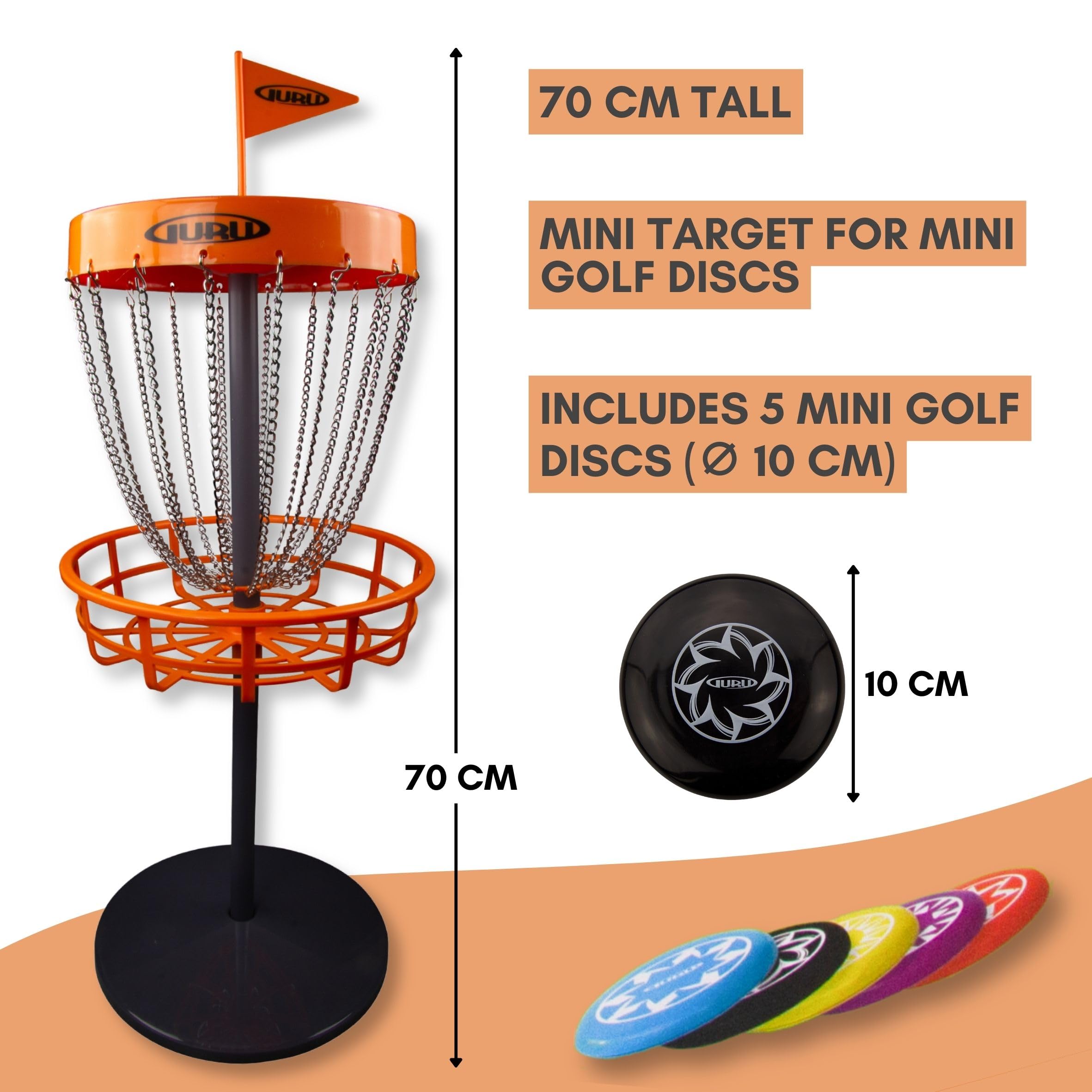 Guru Disc Golf Mini Basket Set, Mini Discgolf Korb, 5 Mini-Discs, Indoor & Outdoor Frisbee Golf