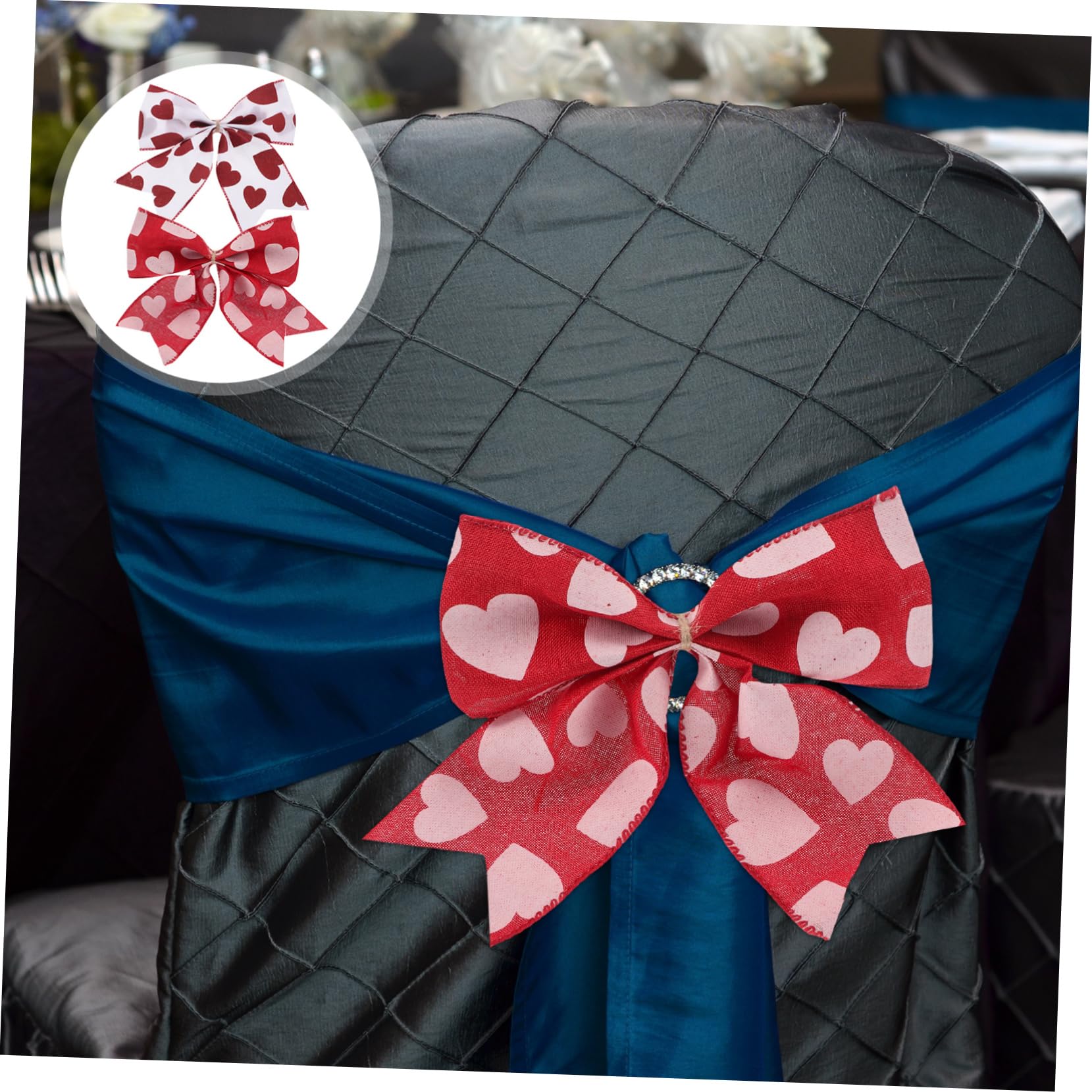 VALICLUD 2pièces Nœuds Décoratifs Romantiques à Motif Cœur pour Saint-Valentin Les Mariages et Emballage Cadeau Jolis Nœuds Imprimés Amour pour Décoration Festive