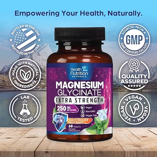 Vista 18 de Glicinato de magnesio 250 mg – 100% magnesio quelado para una máxima absorción – Apoyo para el sueño, músculos, nervios, hueso y corazón apoyo