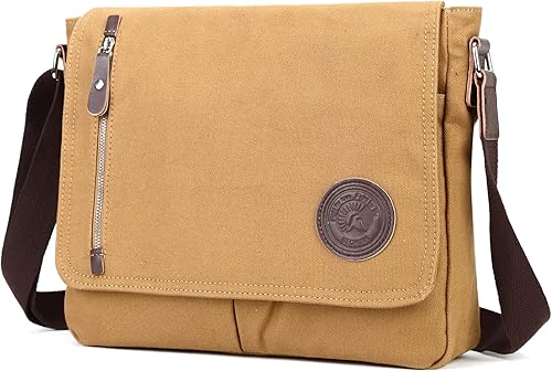 Miniatura 2 de Sechunk Bolso de lona pequeño de mensajero vintage, bolso de hombro para todos los días, bolsa bandolera para hombres y mujeres