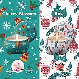 2 Pack Aromatherapy Candles, 2.5 Oz Scented Candles, Rose and Cherry Blossom, Soy Scented Candle with Floral Scents, Portable Small Jar Candle Set for Travel, Spa, Bath, Yoga, Home Decor Candle