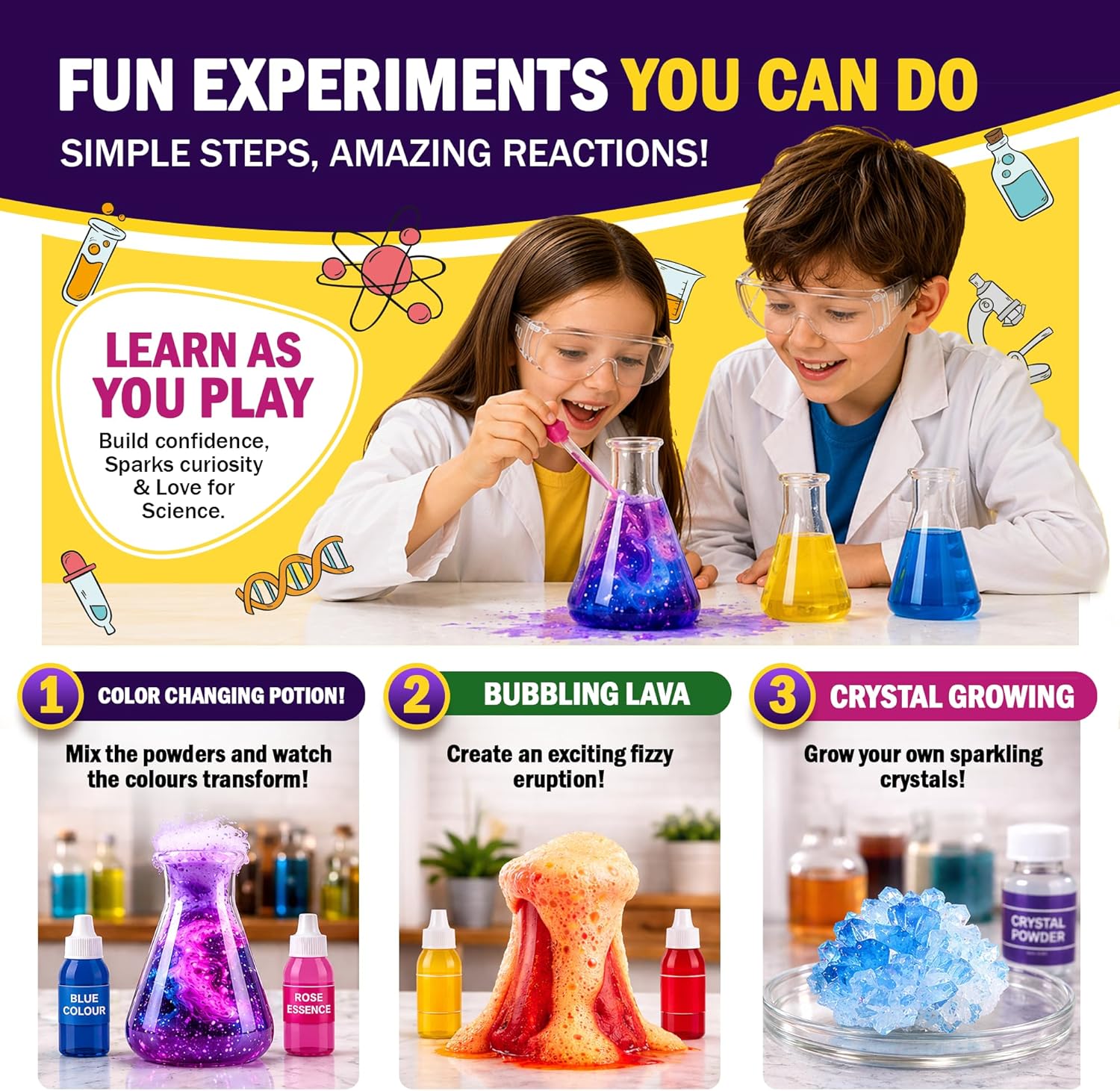 Jim&Gloria Science Kits for Kids Age 5-7 8-12 Year Old Birthday Gifts for Girls Boys, Learning & Educational Toys, Stem Toys, Chemistry Set, Science Experiments for Kids Volcano Projects