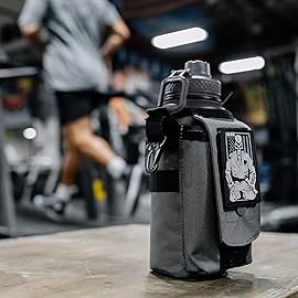 Iron Infidel Battle Bottle - 32 Oz Insulated Water Bottle with Straw Lid & Chug Cap, Stainless Steel Metal Flask Includes Rugged, Removable Sleeve for Keys, Wallet, & Phone (Earned, Not Given 1 Liter)