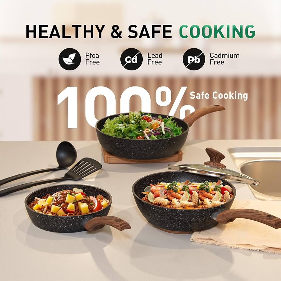 Set Pentole E Padelle Antiaderenti In Acciaio Inox Kitchen Academy – 3 Pezzi (20, 26, 30 Cm) Per Tutti I Piani Cottura, Incluso Induzione