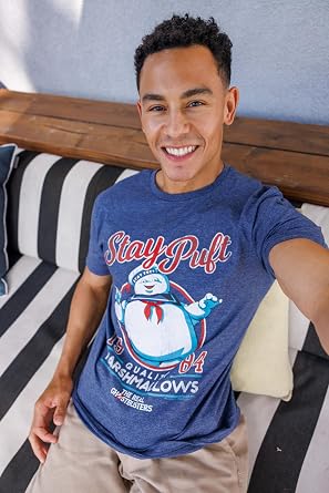 American Classics Stay Puft Real Ghostbusters Adult T Shirt Navy Heather