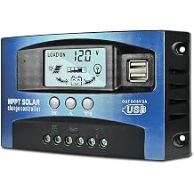 30A MPPT Solar Charge Controller Solar Panel Regulator - Auto-Detect 12V/24V System with Adjustable LCD Display Dual USB Port Timer Setting PWM Auto Parameter Fits for Lead-Acid & Lithium Batteries
