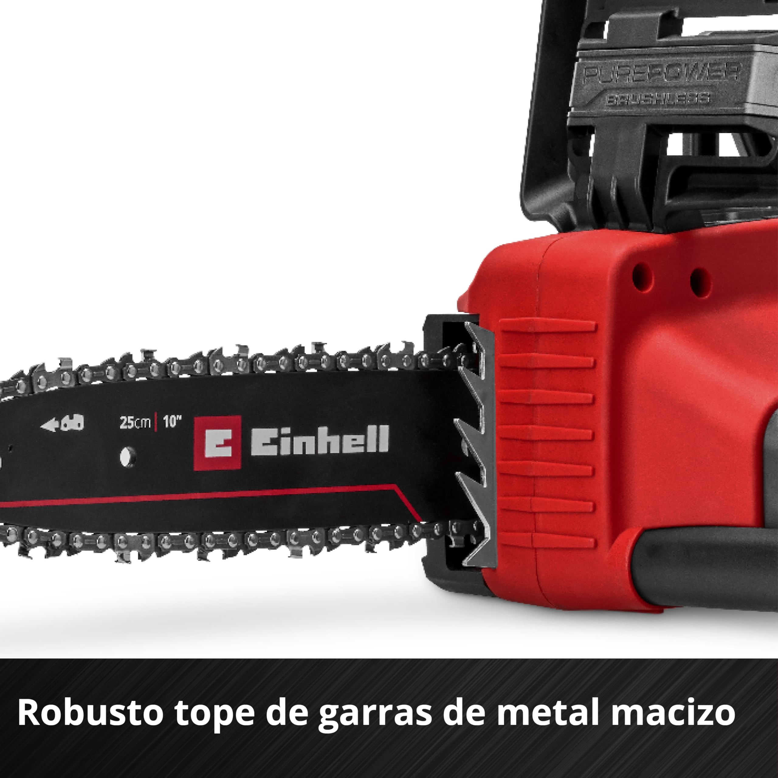 Einhell Motosierra con batería GE-LC 18/25 Li BL-Solo | PXC | 18 V | hasta 2 PS/1,5 kW | Brushless | 22,5 cm de longitud de corte | 6,5 m/s de velocidad de cadena | sin batería