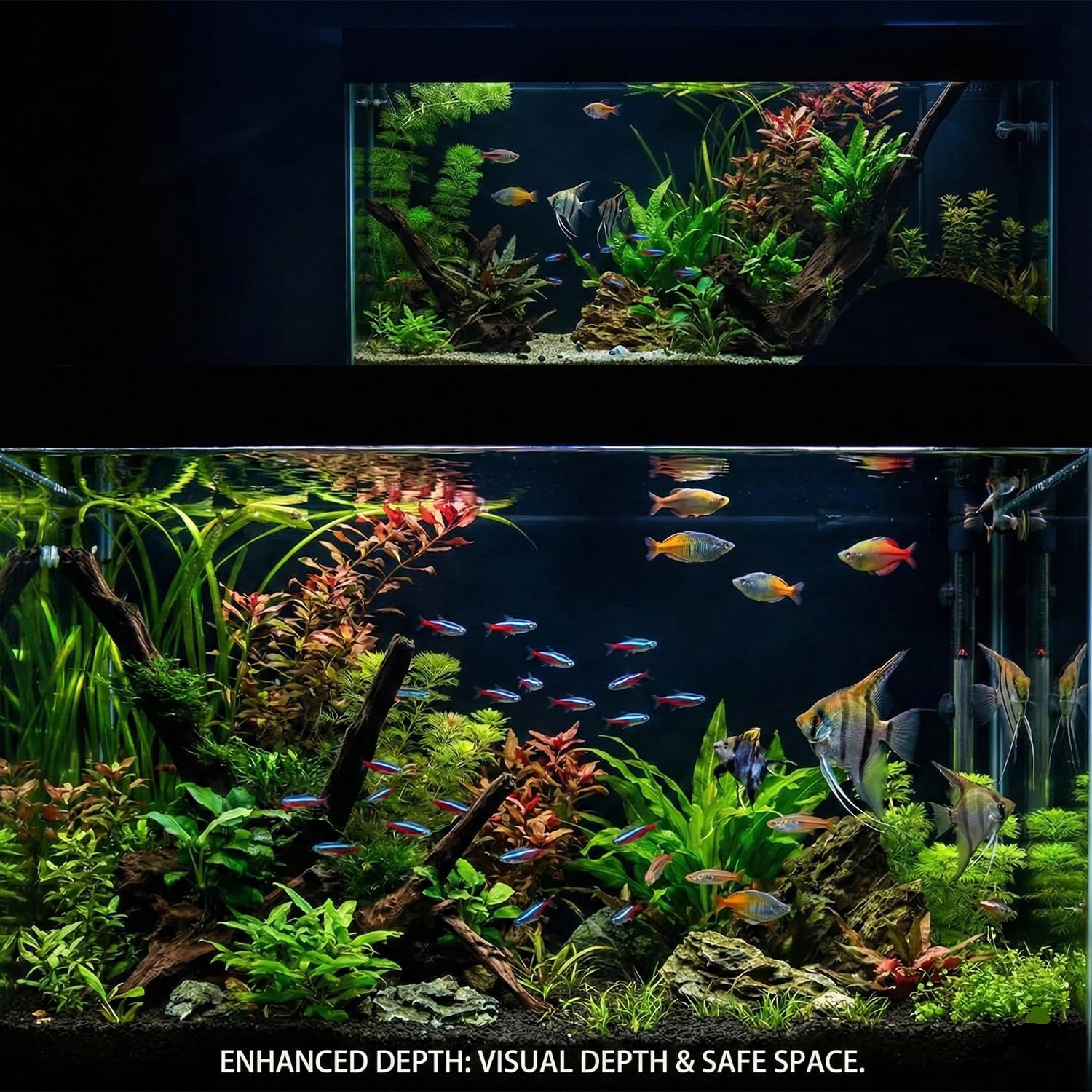 Pannello posteriore per acquario, 40 x 200 cm, pellicola adesiva statica, in PVC, sfondo nero, per parete posteriore dell'acquario, terrario