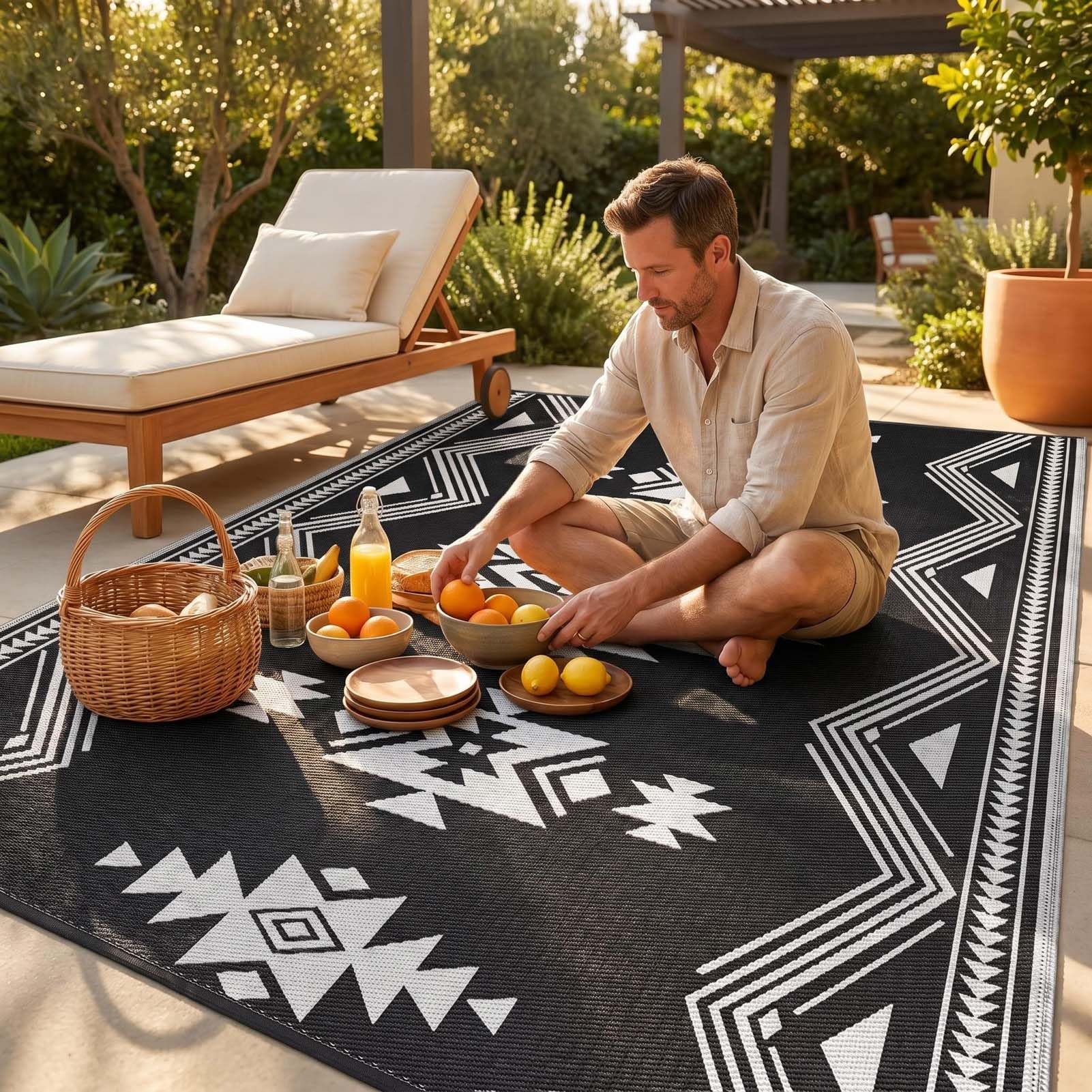Tapis D'Intérieur Et D'Extérieur, Tapis Léger Et Repliable, Tapis Lavable Facile À Nettoyer, pour Terrasse, Balcon, Jardin, Cuisine, Bord De Piscine, Pique-Nique, Camping
