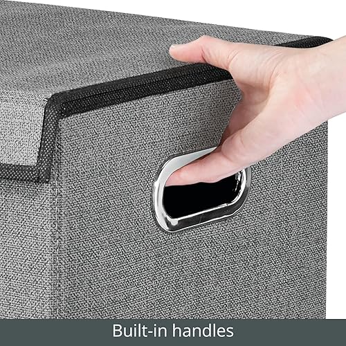 Miniatura 5 de mDesign Cesta de lavandería dividida extragrande con tapa extraíble, asas integradas, portátil y plegable para almacenamiento compacto, impresión