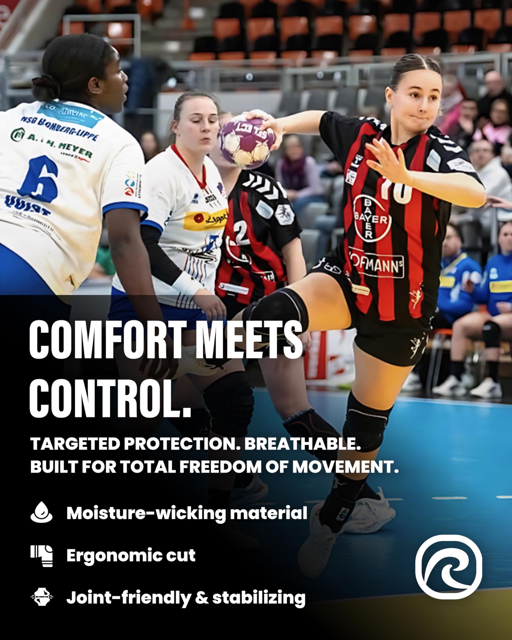 Rehband Genouillères Néoprène Handball Volley-ball Protection Genou Noir Taille S