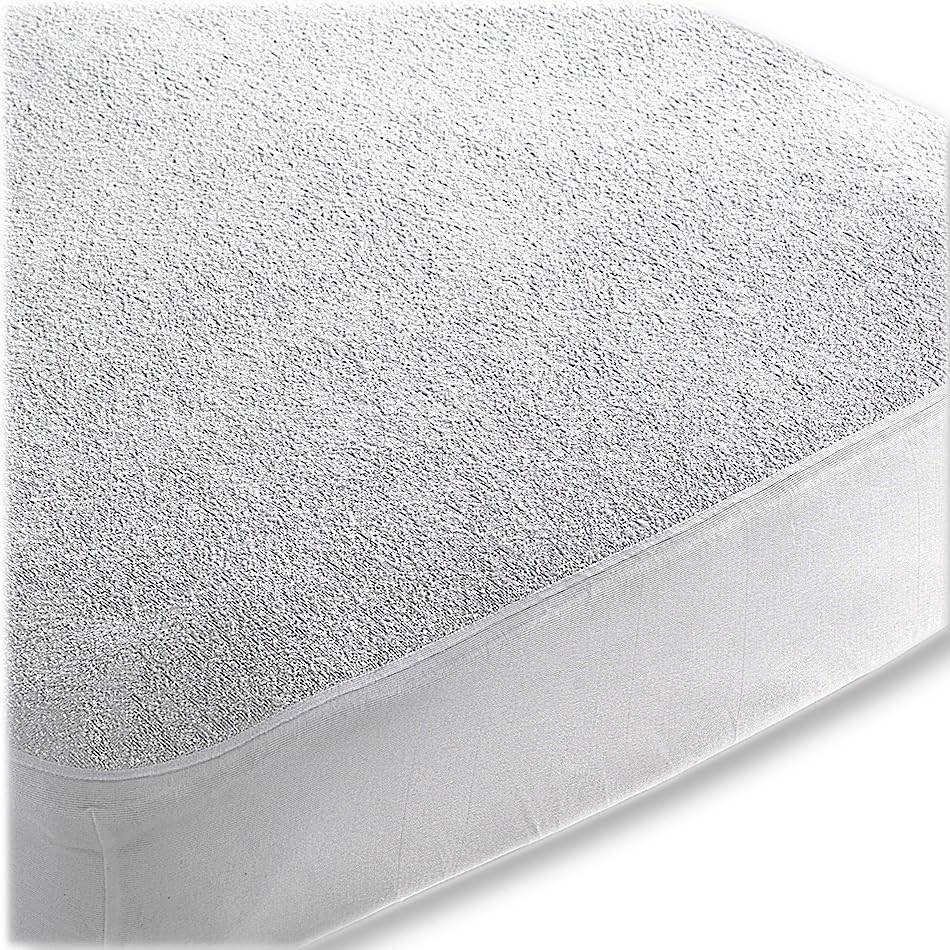 Terry Waterproof Mattress Protector Non-Noisy Anti-Allergy Absorbent Reusable (Cot Bed)