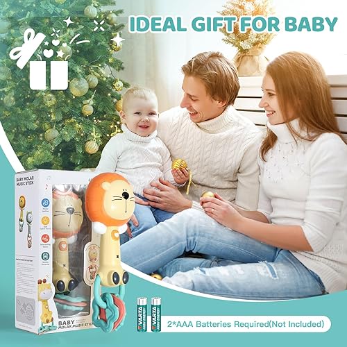 Miniatura 6 de Orzbow Juguete musical para bebé, juguete de mordedor de león sin BPA, juguetes de dentición y sonajeros de 3-6-12-18 meses, juguetes sensoriales