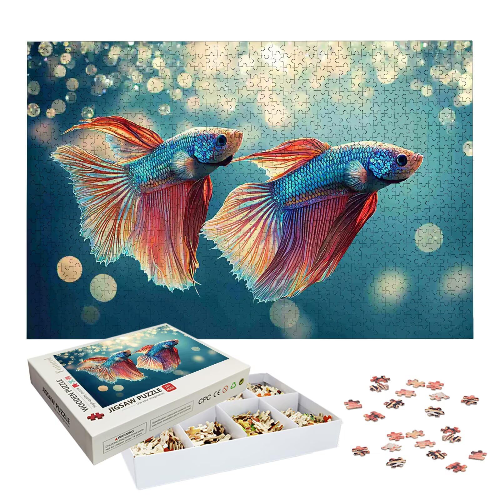Puzzle 1500 Pièces Koï, Puzzle 1500 Pièces Adultes et Enfants, Puzzles Bois avec Une Boîte d'emballage Exquise, Jeu Éducatif Puzzles Animal, Decoration Maison, Cadeau Femme, Cadeau Homme, -8631