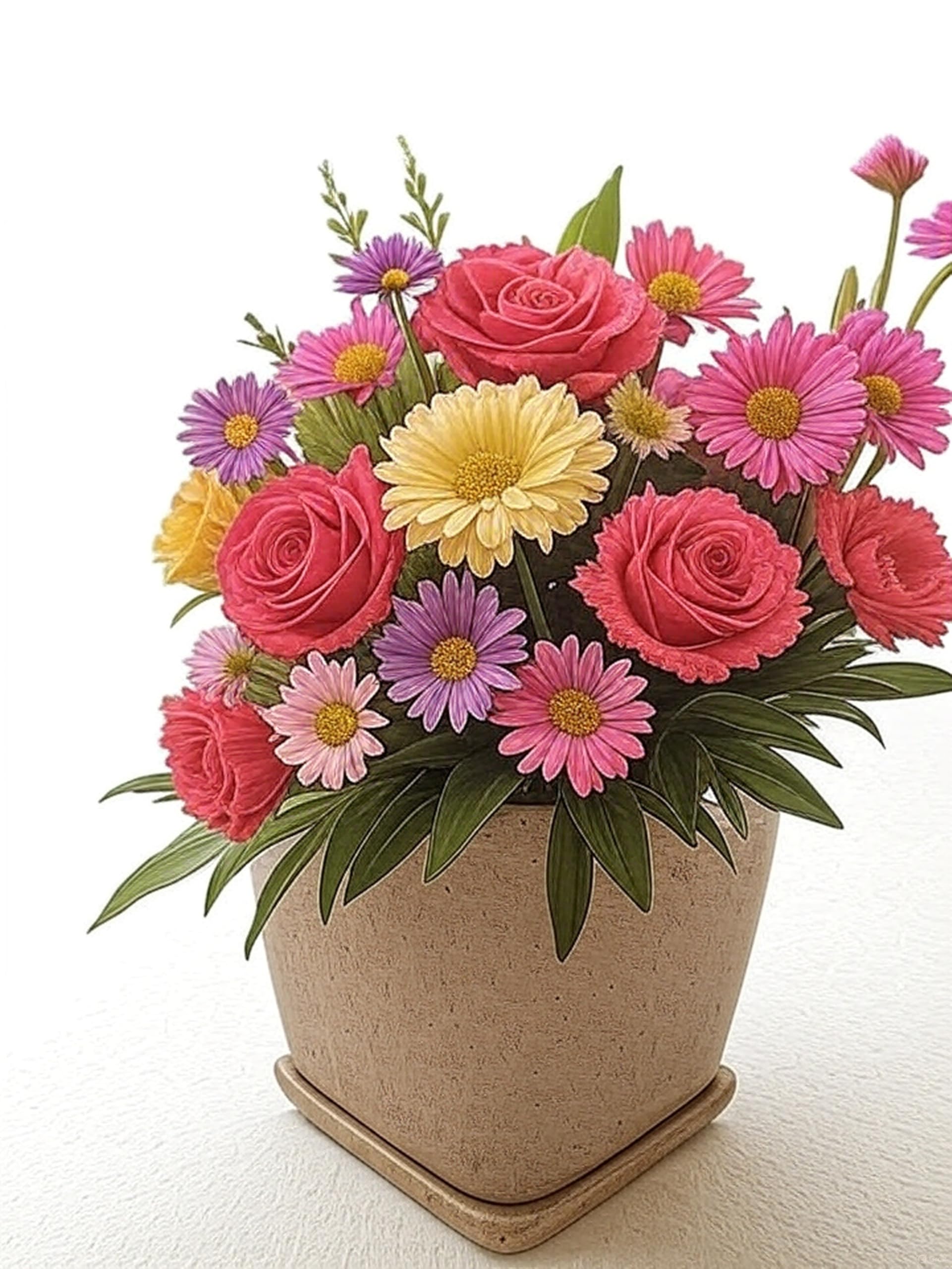 ENGRAFT Greece Fiber Planter - Durable Flower Pot with Tray -5 ENGRAFT Greece Fiber Planter - Durable Flower Pot with Tray -5