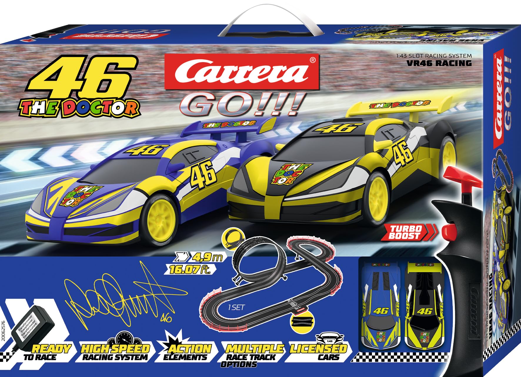 Carrera GO!!! VR46 Ultimate Racing Rennbahn-Set I Rennbahn mit lizensierten Slotcars | bis zu 2 Spieler | Für Kinder ab 6 Jahren & Erwachsene