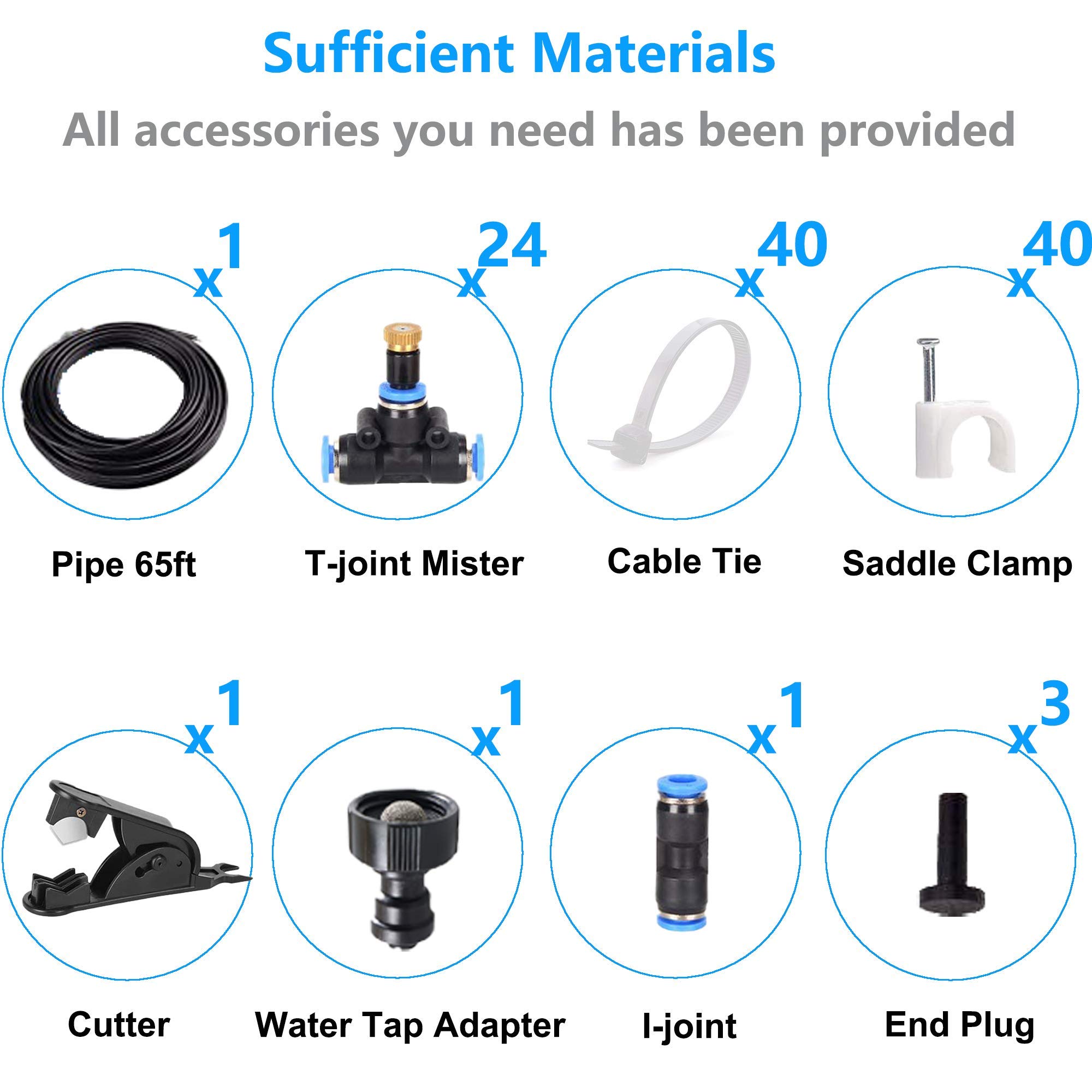 Mister System 65FT, Patio Misters for Cooling, Outdoor Misting System