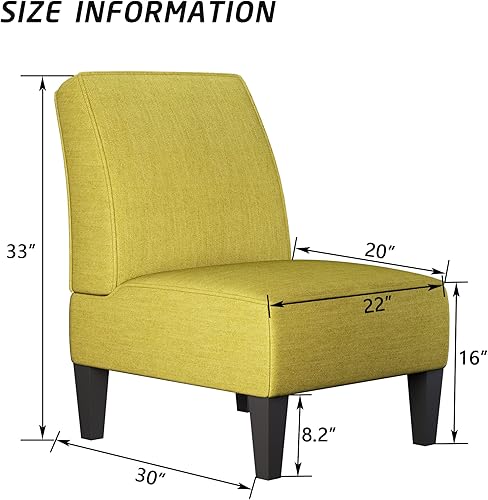 Miniatura 7 de Yongqiang Juego de 2 sillas laterales tapizadas sin brazos para sala de estar, juego de 2 sillas deslizantes para dormitorio, tela de lino naranja
