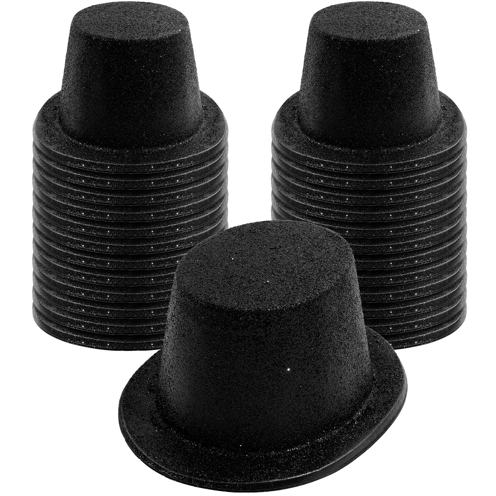 Hillban 24 Pcs Glitter Top Hat Bulk Shiny
