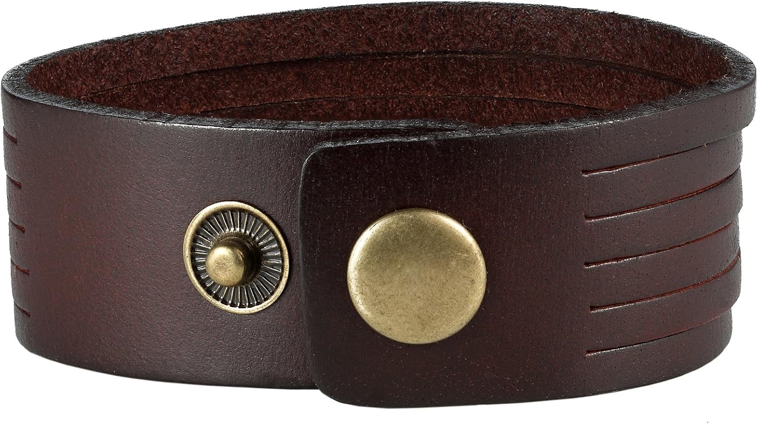 Urban Jewelry Pulseira masculina de couro genuíno durável e clássica (ajustável de 21 cm) (marrom) Urban Jewelry Pulseira masculina de couro genuíno durável e clássica (ajustável de 21 cm) (marrom)