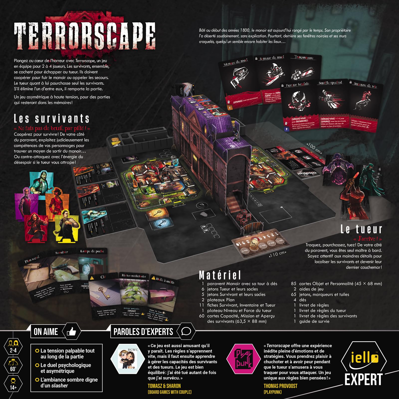 IELLO Terrorscape – Version Française – Jeu de Société d’Horreur Asymétrique et Coopératif, Survivants Contre Tueur | 2 à 4 Joueurs | 45 Min | Dès 14 Ans