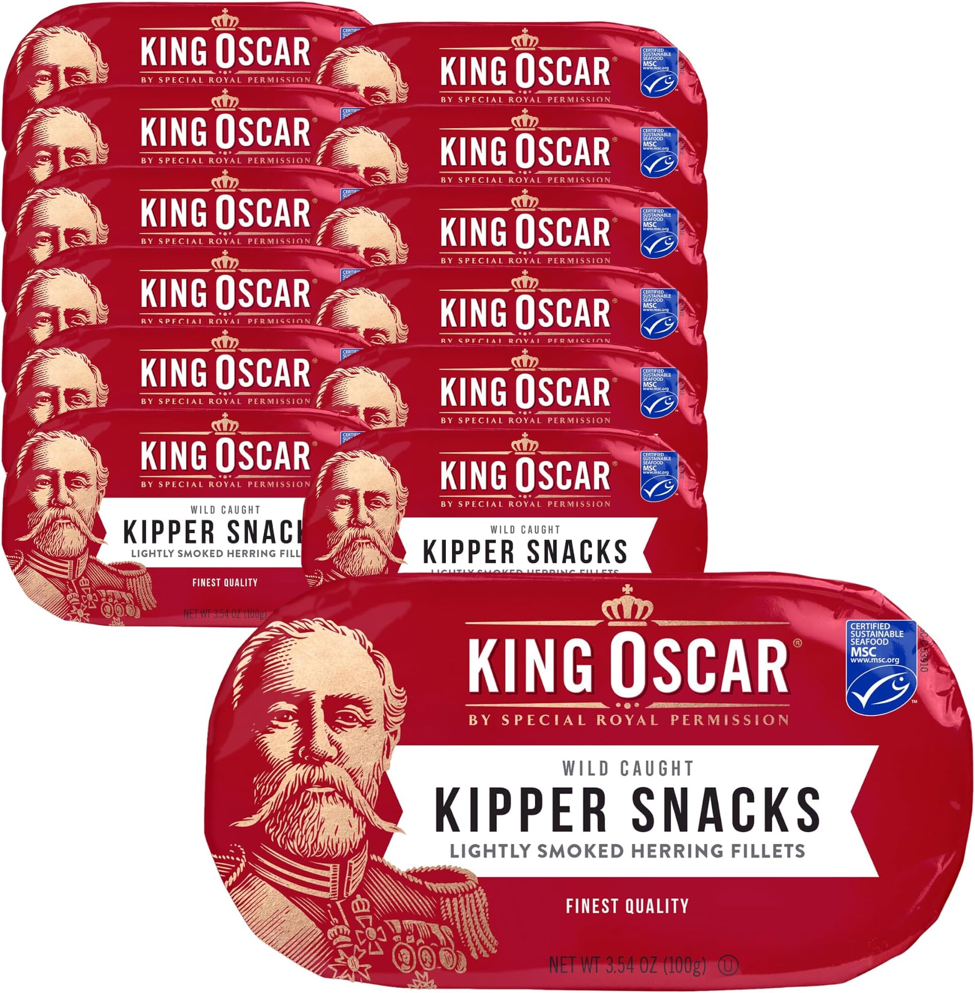 Kipper Snacks, 3.54 Ounce Cans (Pack of 12), Lightly Smoked Herring Fillets, Wild Caught Canned Herring