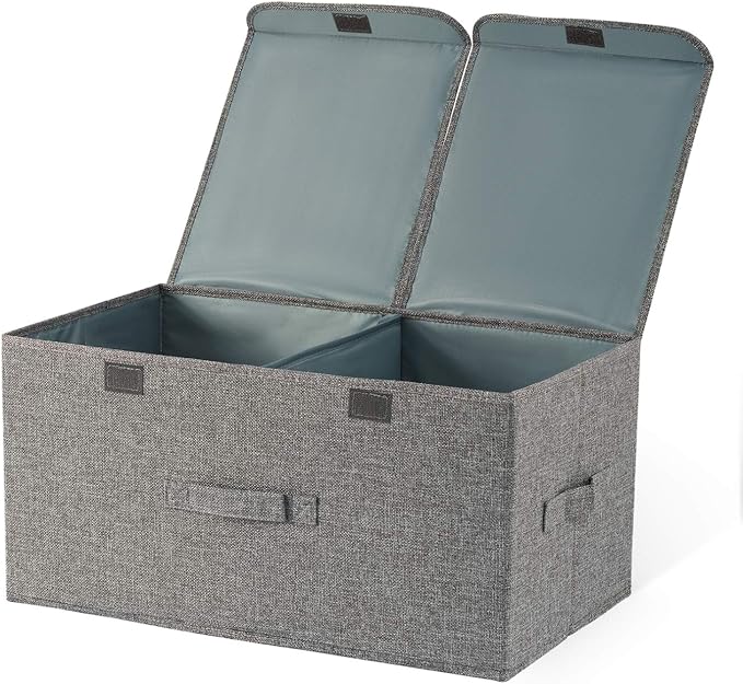 Storage Boxes with Lids,Cube Storage Box with Handles,Cotton Fabric