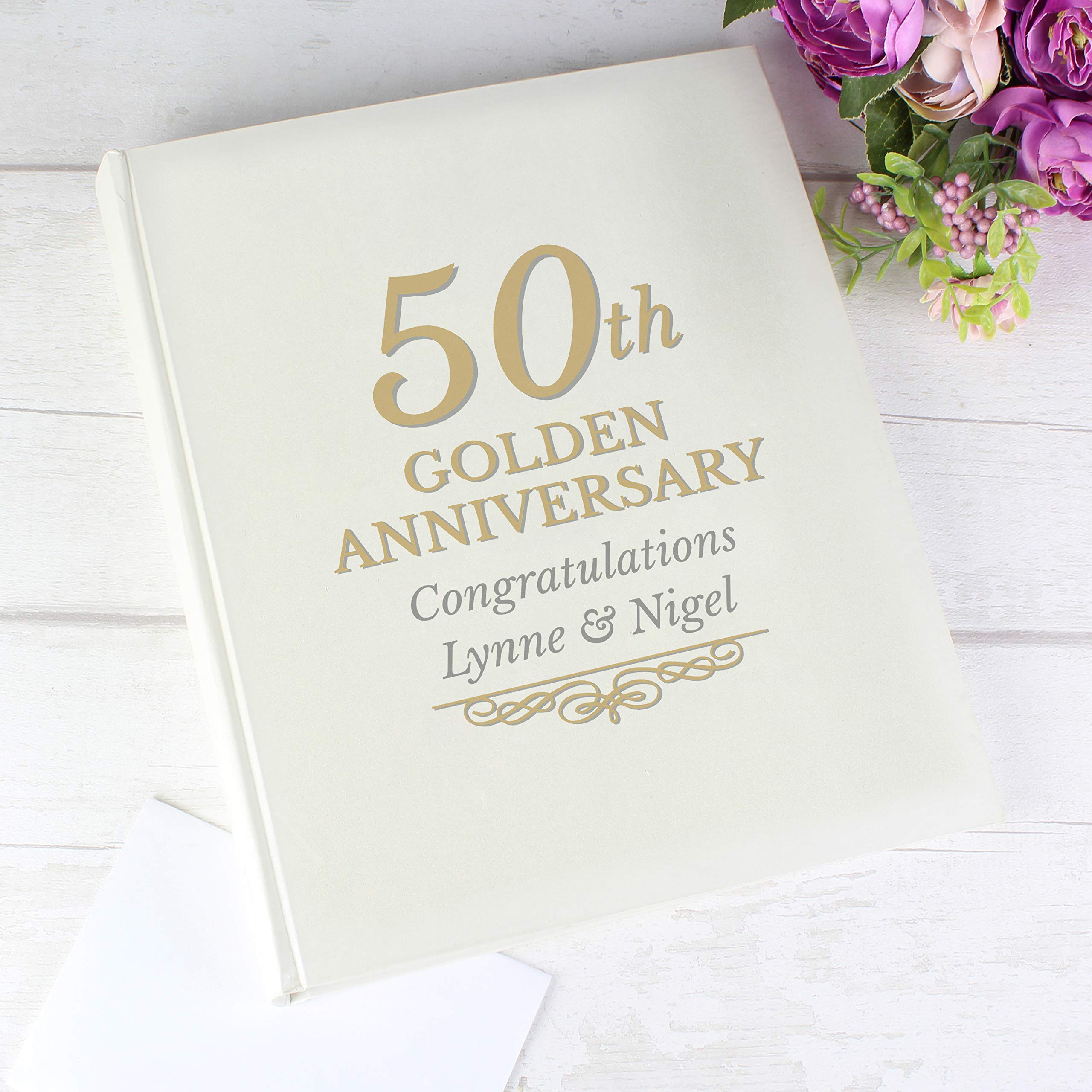 Personalised Wedding Anniversary Traditional Photo Album Golden (50th Golden)