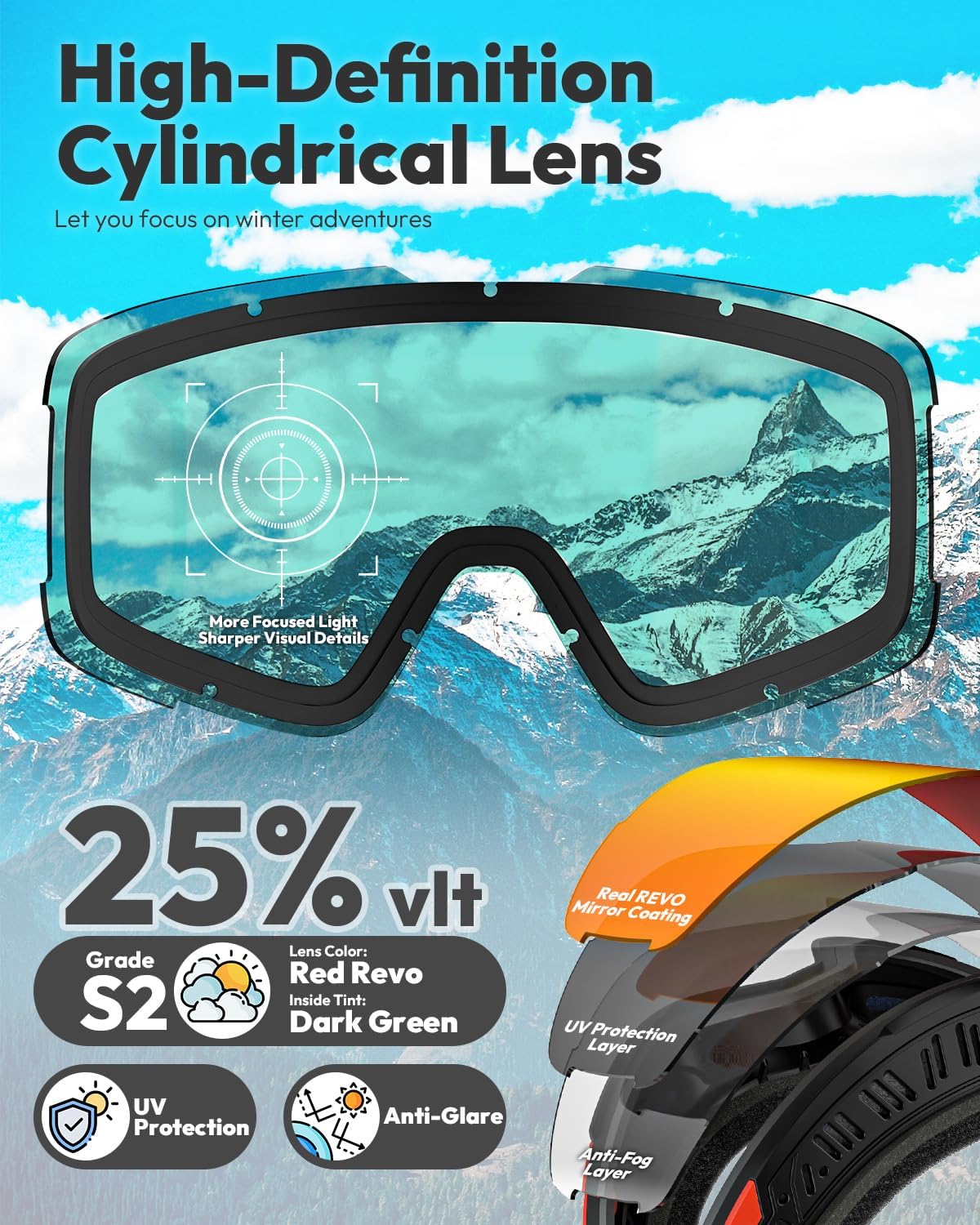 Skibril snowboardbril alle weertypes kinderen volwassenen G 500 I grijs