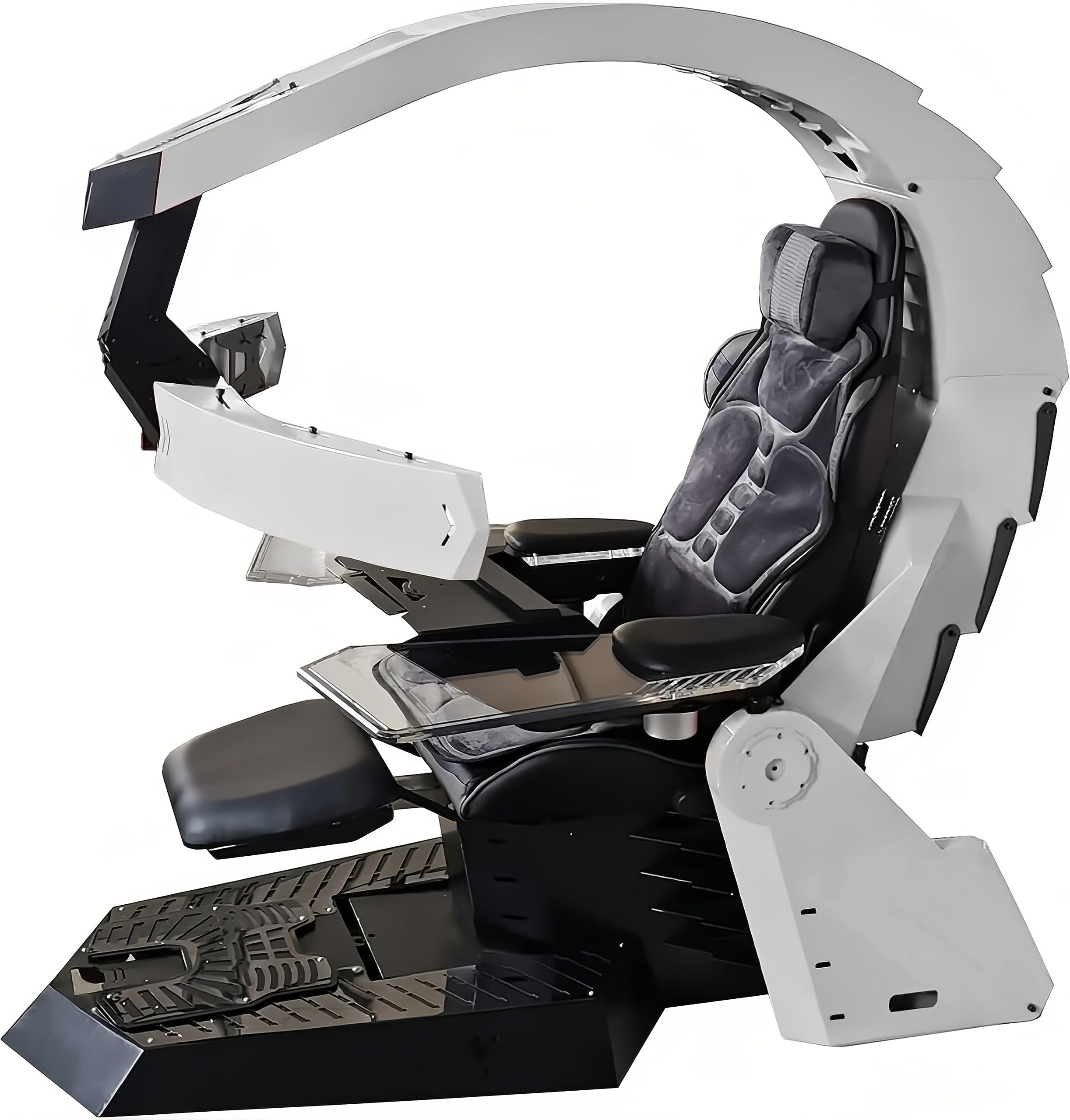 Zero -Gravity Encoding Cabin Office Chair, Video Game Chair, Computer Driving Chair Ergonomic Multiple display suspension electric adjustment Boss Chair (White)