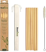 Bambaw Cannucce di Bamboo, Cannucce Riutilizzabili, senza BP, cannucce da drink in Bambù, Confezione da 6 Cannucce - 22 cm di lunghezza
