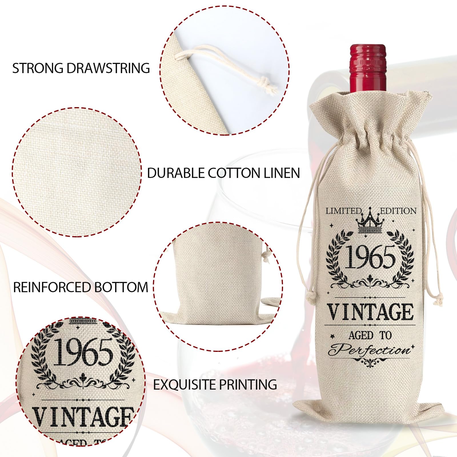 12 Sacs à Vin En Toile De Jute Avec Cordon - Réutilisables, étiquettes Cadeau Incluses, Pour Mariage, Noël, Anniversaire - 7