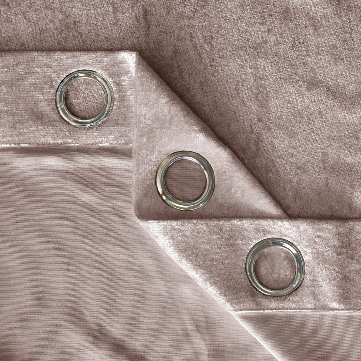 Home Direct Pair of Crushed Velvet Curtains, Eyelet Ring Top, Unlined, Rose Pink, 2 panels, 140cm x 175cm 55" x 68" - Image 2