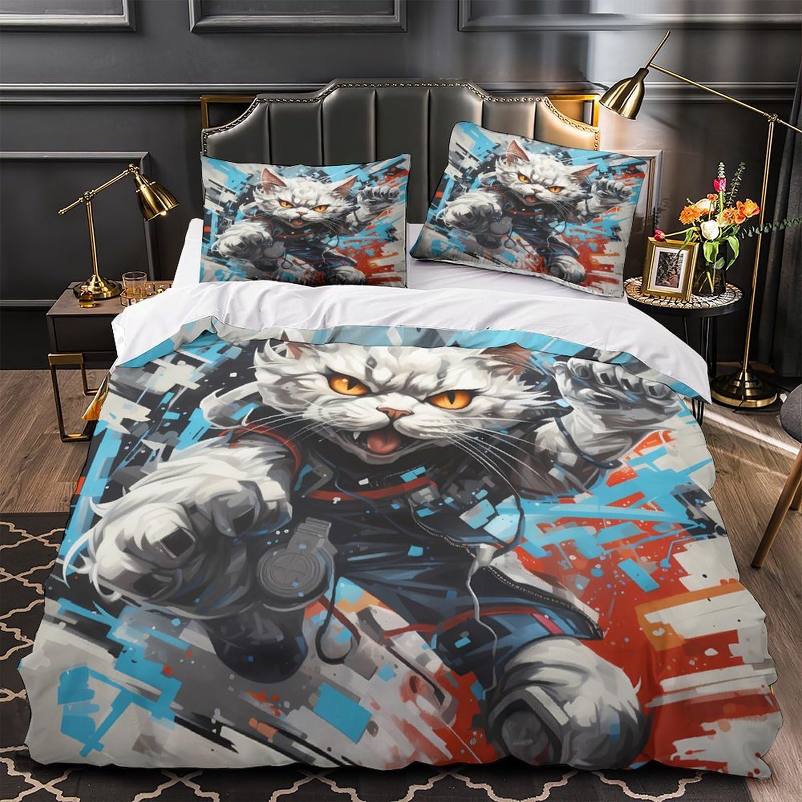 Parure de lit chat en colère pour une chambre d'enfant moderne et cosy