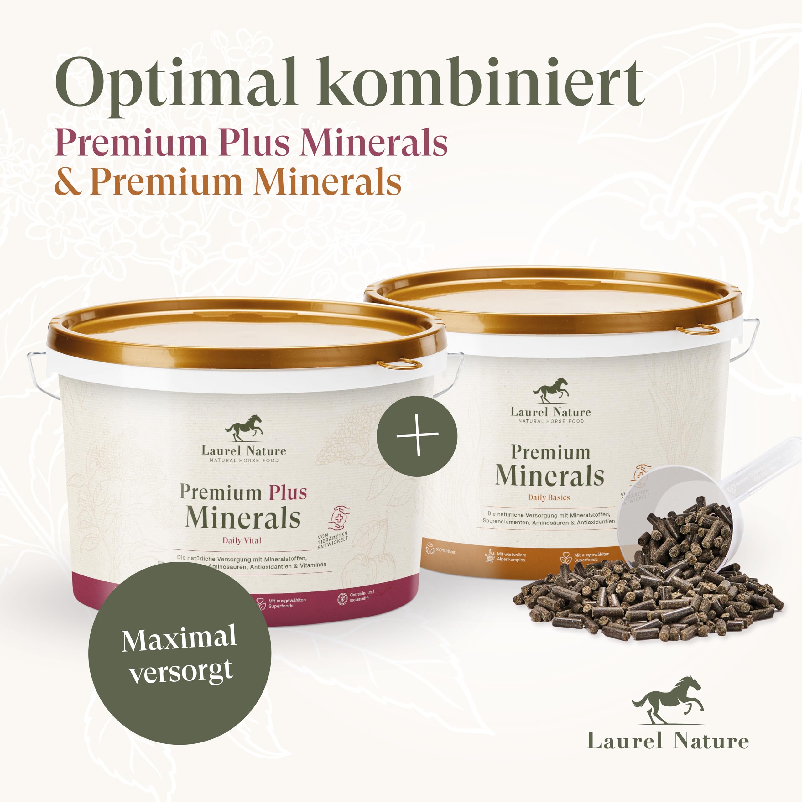 Premium Plus Minerals 1,5kg [100% Natur] mineralfutter Pferde, Vitamin c Zink selen, mineralfutter/Freizeit/Pferd Senior Snacks Pferde Zubehör
