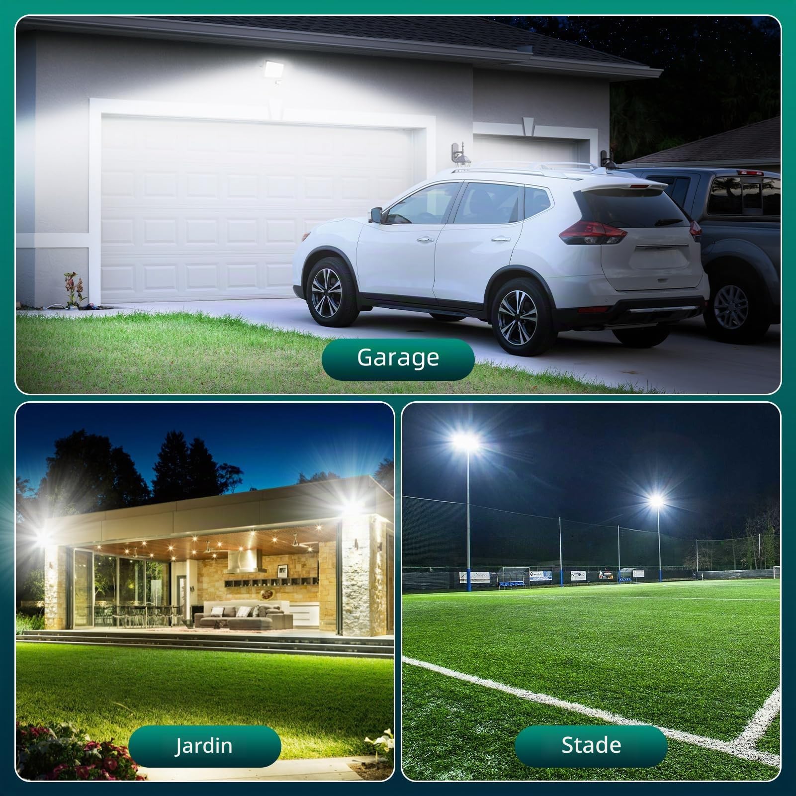 Viugreum Projecteur LED 150W 2 Packs Avec Détecteur de Mouvement et Télécommande - 15000LM Blanc Froid 6500K Dimmable, Étanche IP65 Avec Minuterie pour Jardin Garage