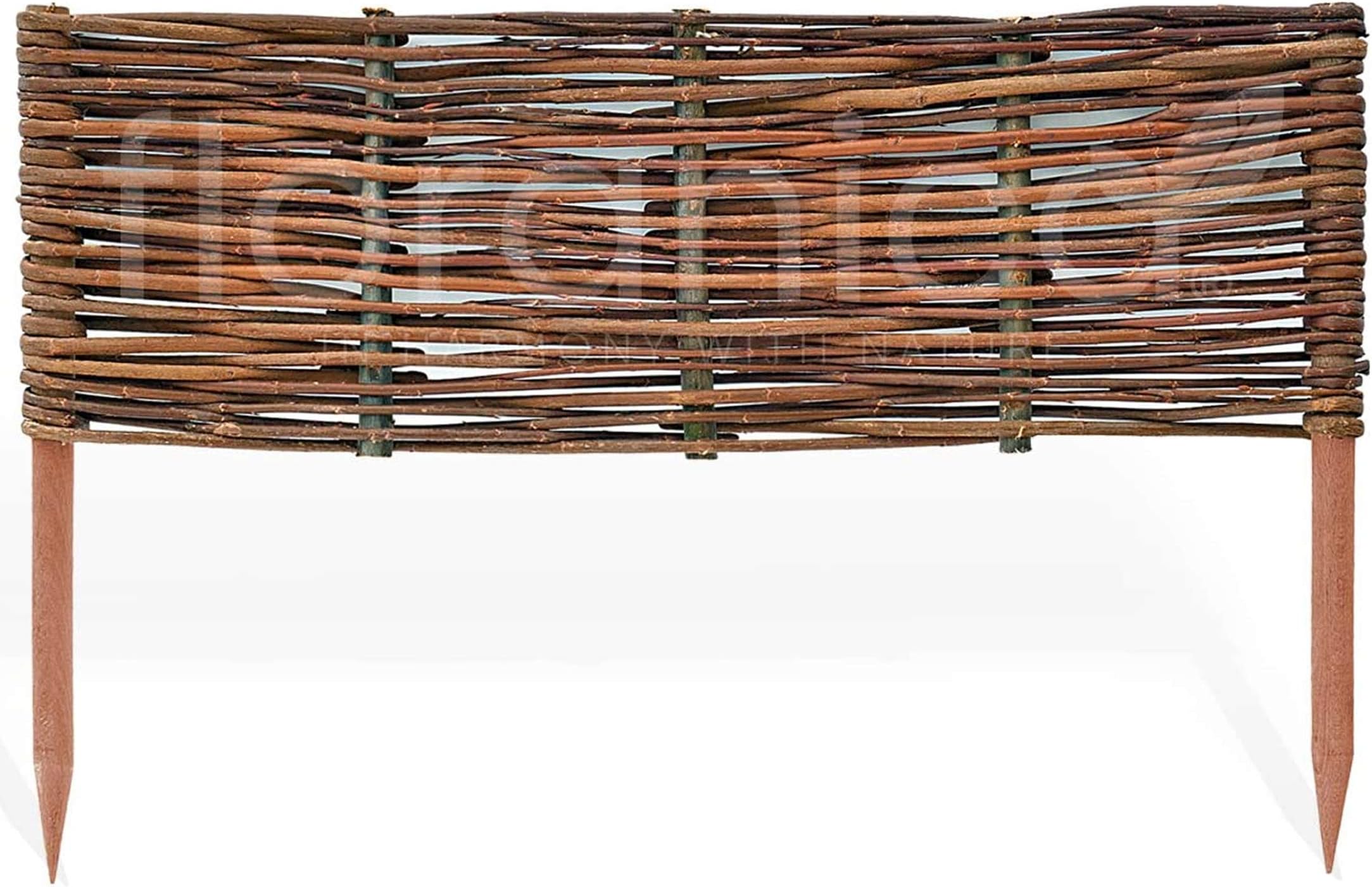 Floranica® Wooden Border Fencing, Border in 25 Sizes - Impregnated Willow Edging Fence with Beech Stakes, Length:1 pc x 60 cm, Height:40 cm