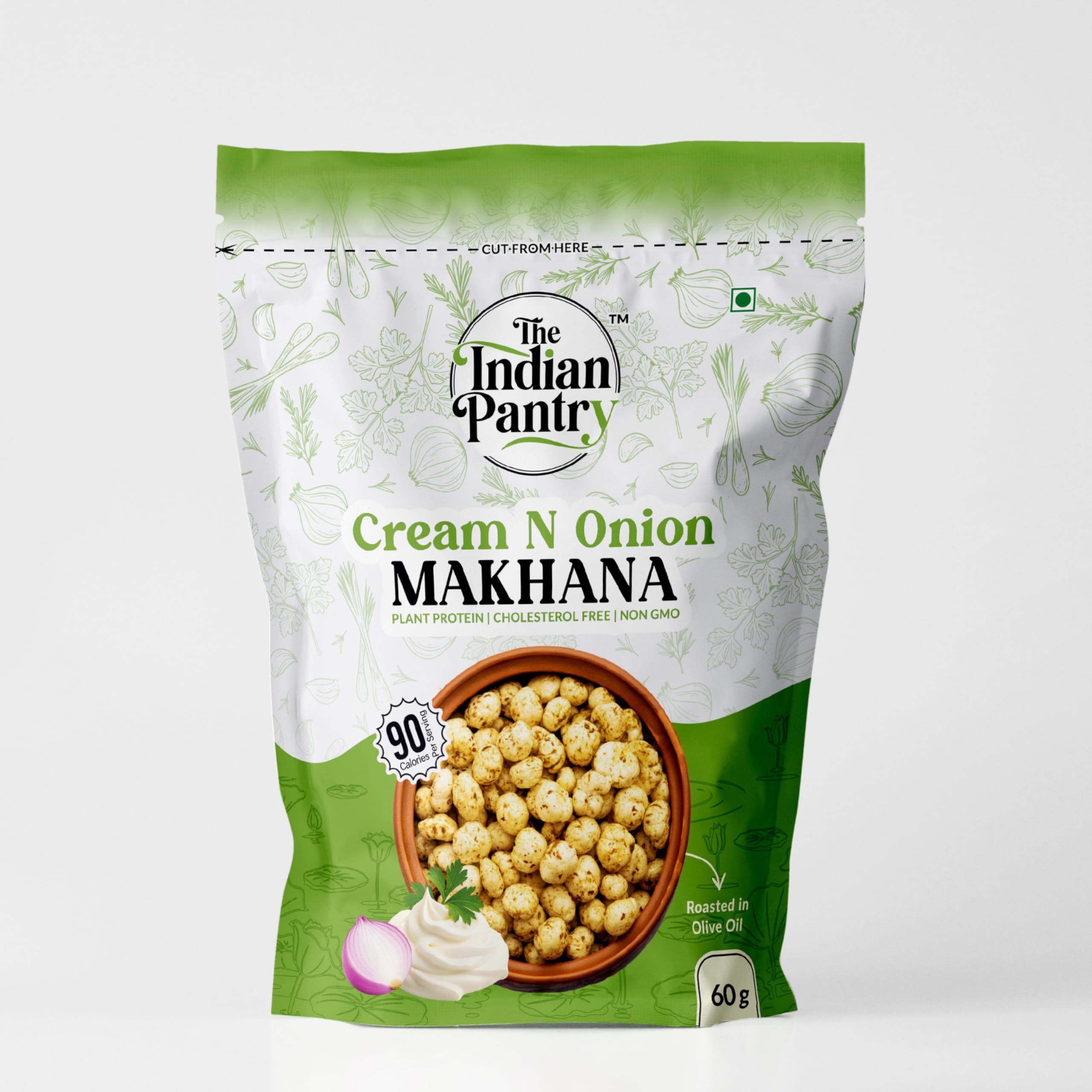 The Indian Pantry Roasted Cream & Onion Makhana | Namkeen & Puffed Snack | Healthy Snack | Cholesterol Free | Gluten Free | Rich in Protein & Fiber | 60g-image-37